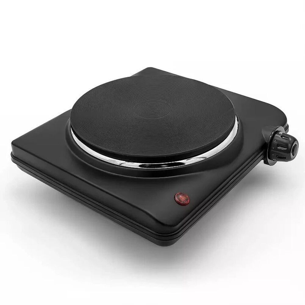 Elite Cuisine Single Cast Iron Electric Burner – Portable Hot Plate, Black